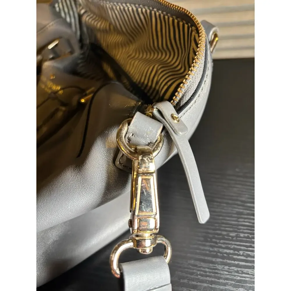 Kate Spade New York Gray Leather Dome Satchel Handbag Gold Hardware Crossbody